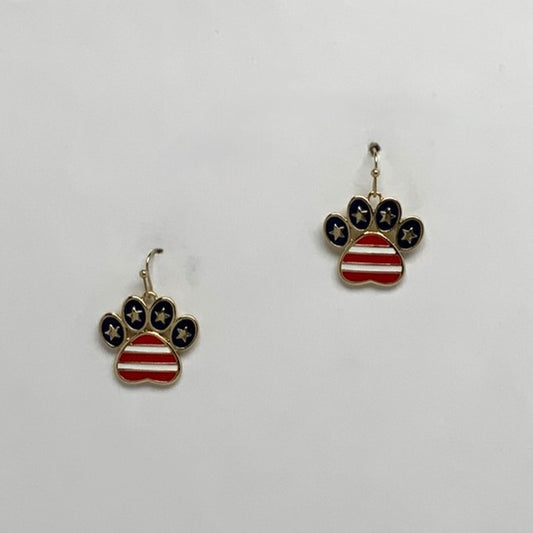 USA Flag Paw Print Earrings
