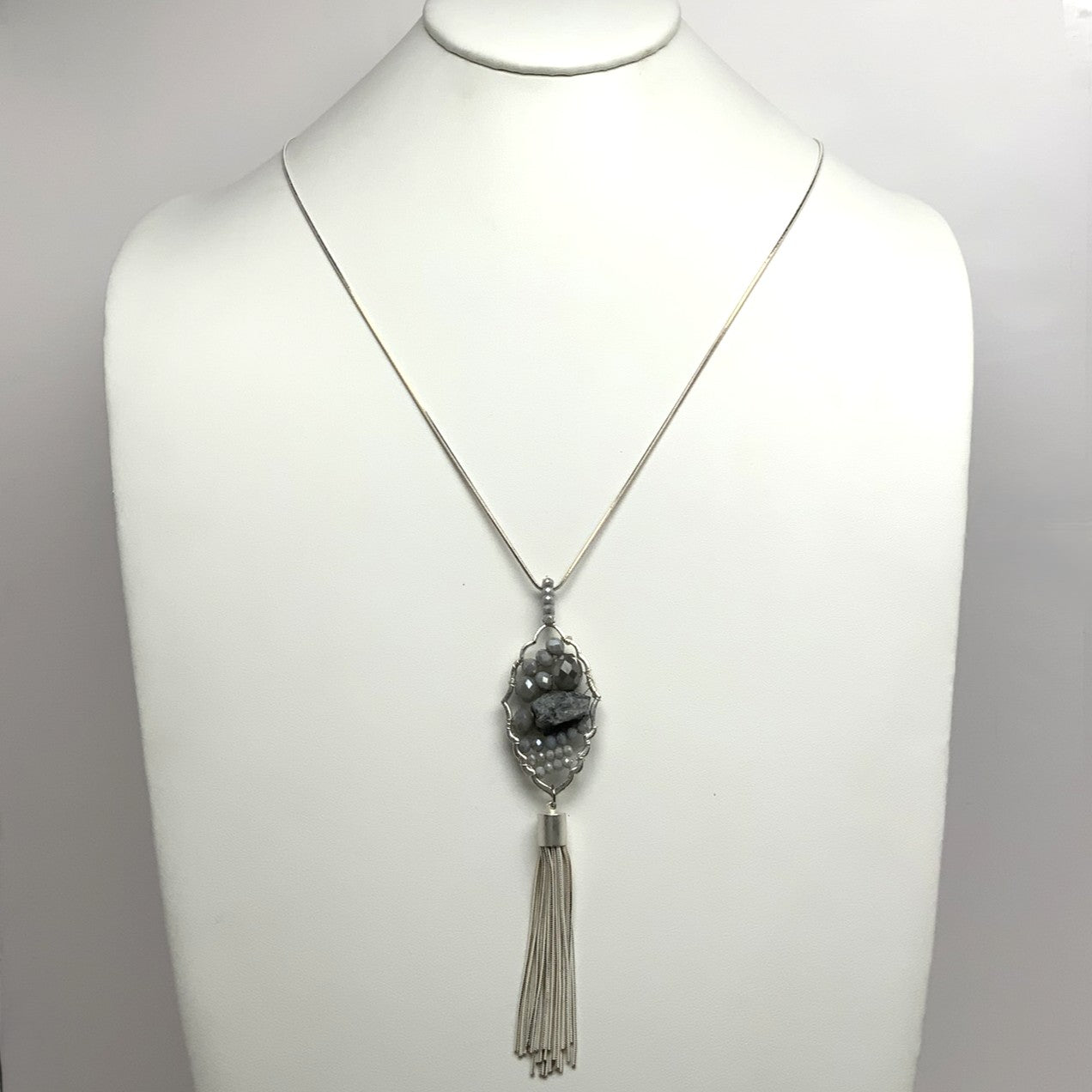 Thin Snake Chain with Rhinestones and Stone