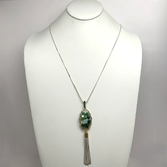 Thin Snake Chain with Rhinestones and Stone