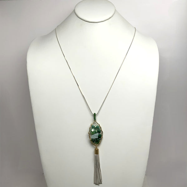 Thin Snake Chain with Rhinestones and Stone