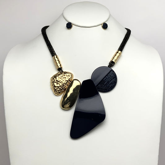 Cord w/Gold Tone Pendants Necklace