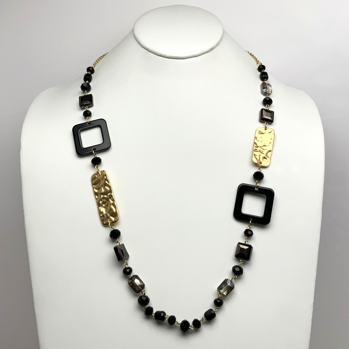 Long Crystal Square Lucite Necklace