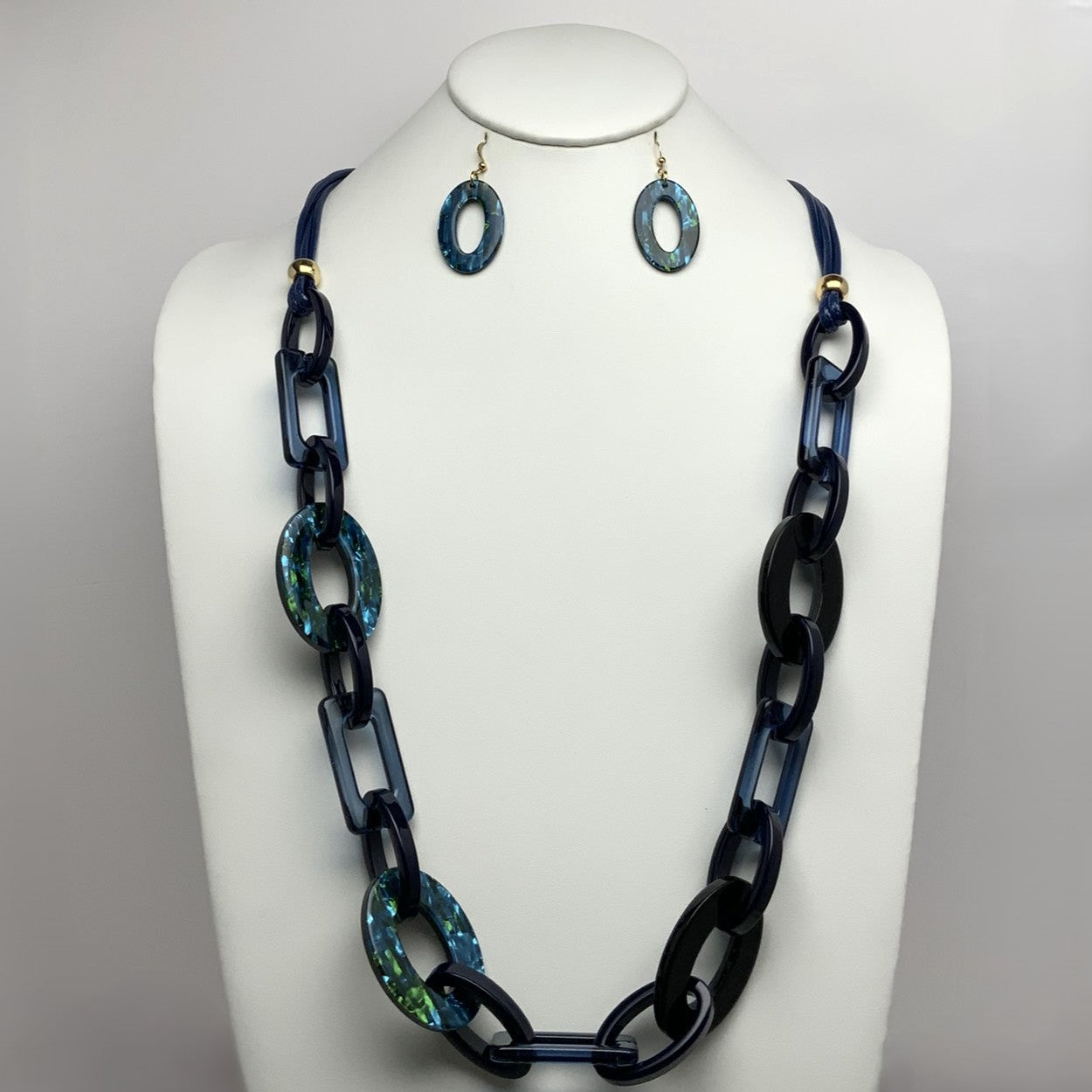 Long Lucite Chain Link Necklace Set