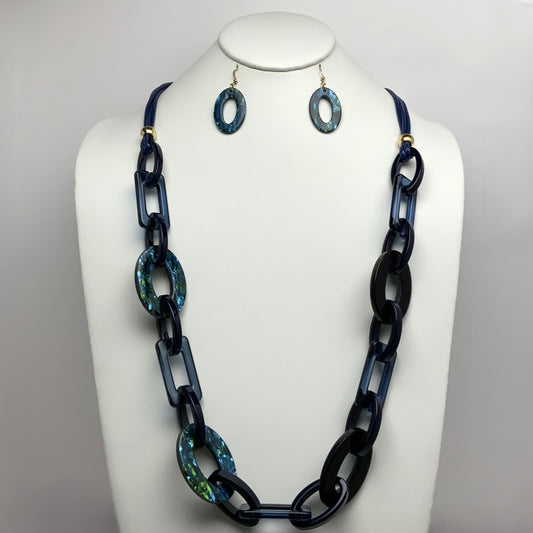Long Lucite Chain Link Necklace Set