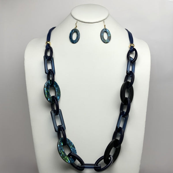 Long Lucite Chain Link Necklace Set