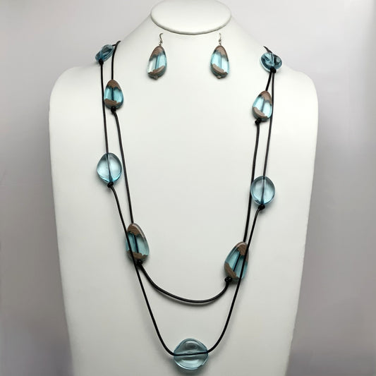 Clear Lucite Stone Necklace Set