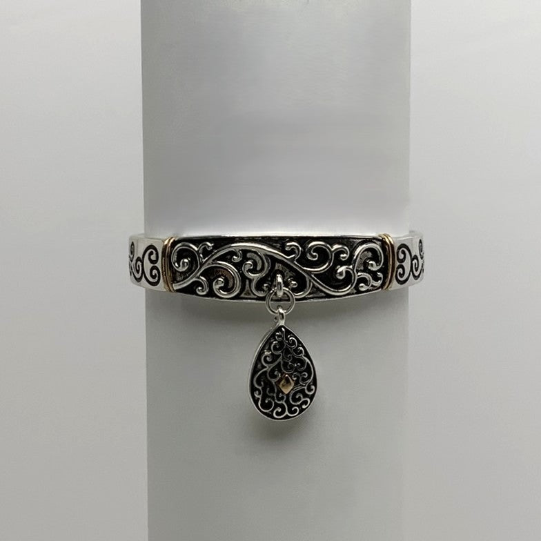 Silver-Plate w/Teardrop Charm Bracelet