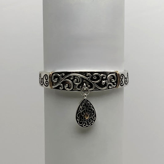 Silver-Plate w/Teardrop Charm Bracelet
