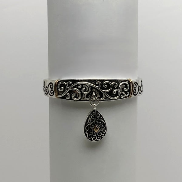 Silver-Plate w/Teardrop Charm Bracelet
