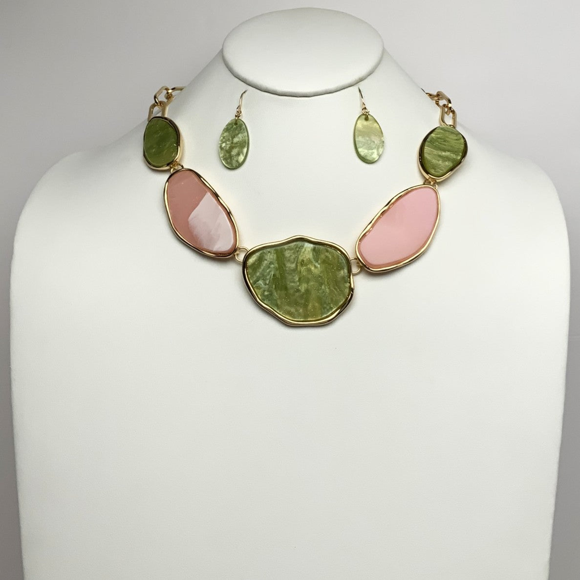 Lucite Color Mix Link Necklace Set