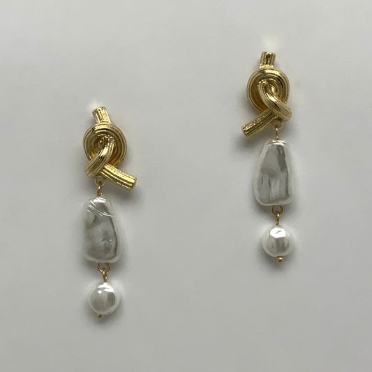 Knotted Pearl Drop Earrings