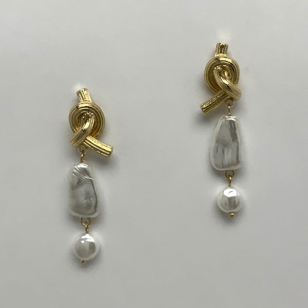 Knotted Pearl Drop Earrings
