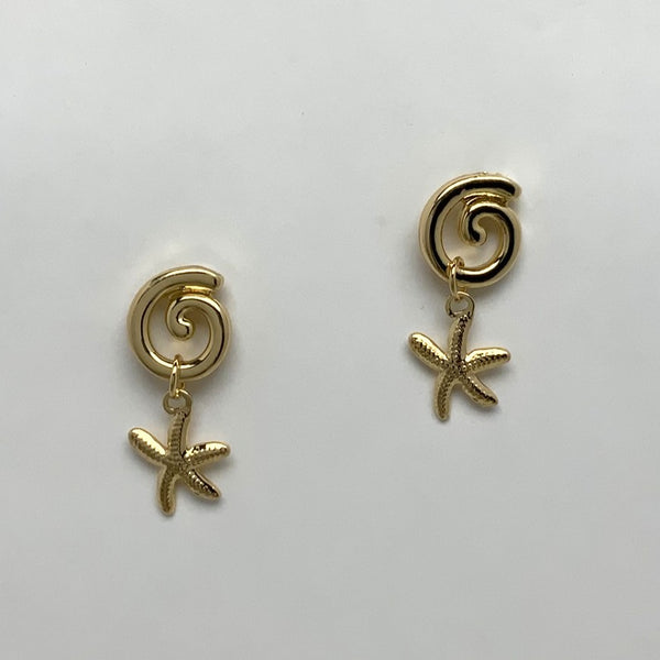 Spiral Starfish Drop Earrings