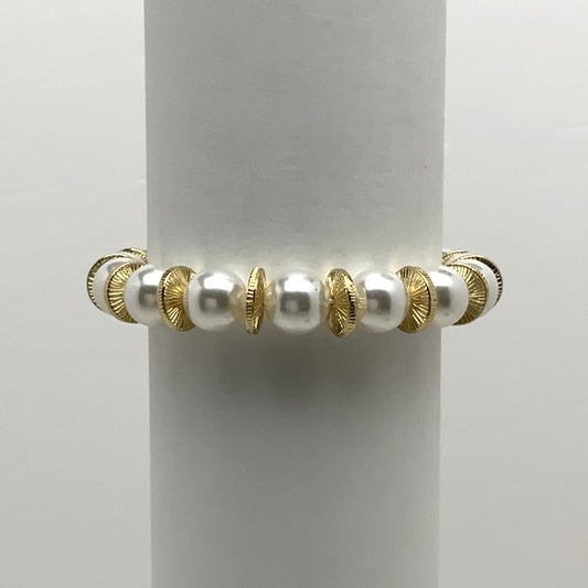 Pearl Ribbed Stretched Bracelet