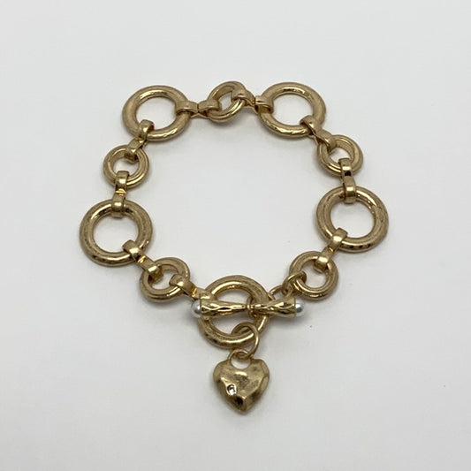 Round Link Chain w/Heart Bracelet