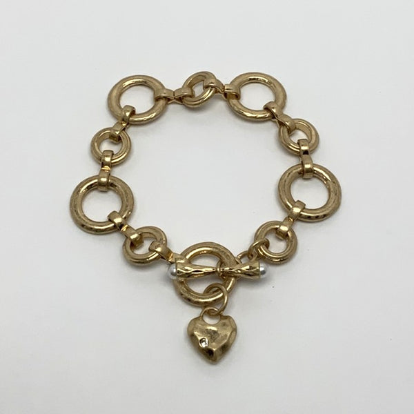 Round Link Chain w/Heart Bracelet