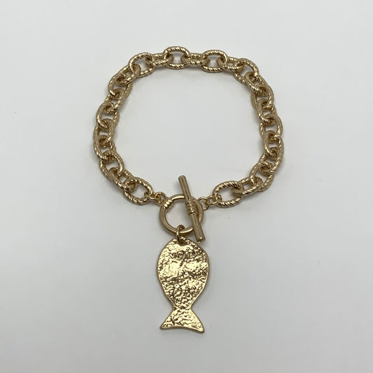 Chunky Chain w/Fish Charm Bracelet