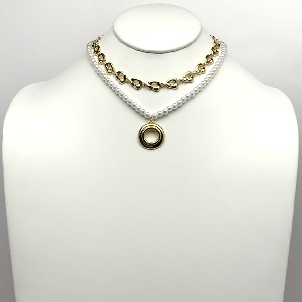 Circle Chain Pearl Necklace