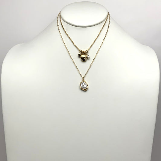 Hammered Charms Layered Necklace