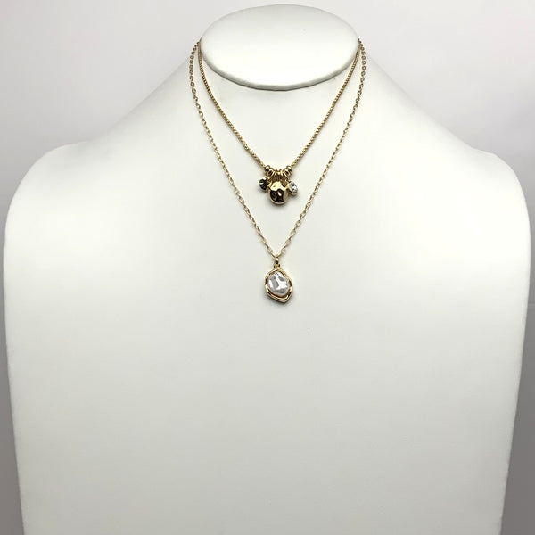 Hammered Charms Layered Necklace
