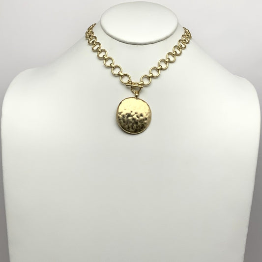 Hammered Circle Pendant Necklace