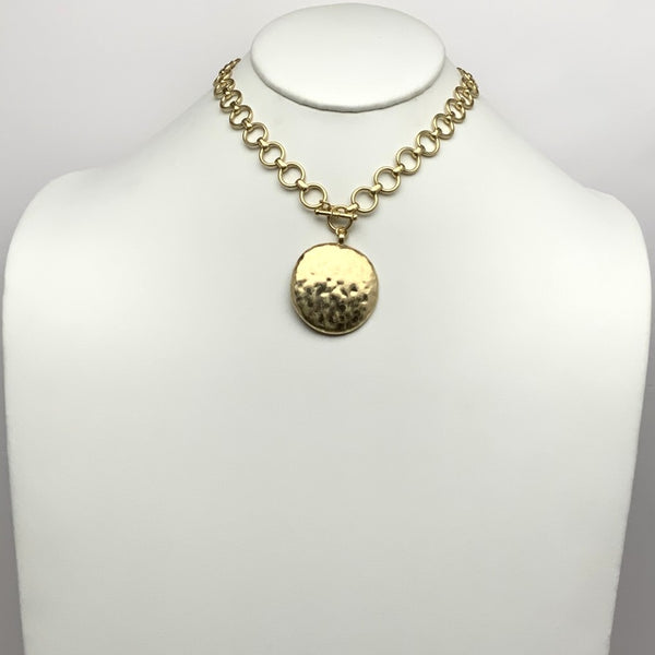 Hammered Circle Pendant Necklace