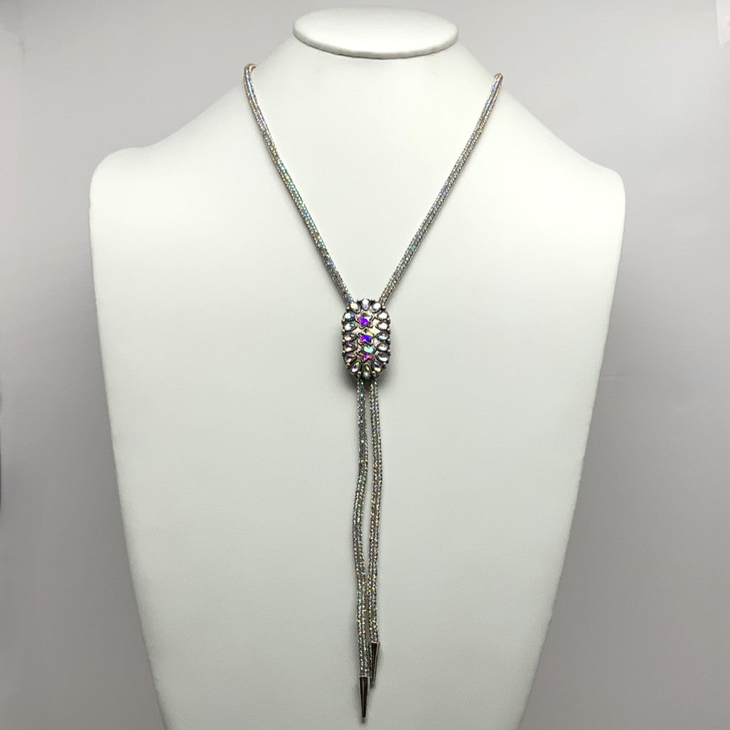 Bedazzled Cord w/Turquoise Pendant Necklace
