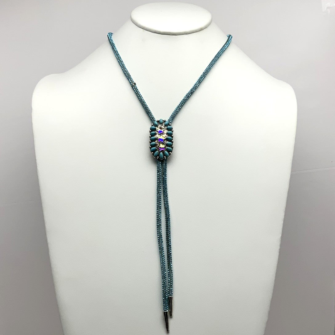 Bedazzled Cord w/Turquoise Pendant Necklace