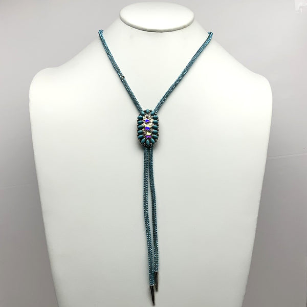 Bedazzled Cord w/Turquoise Pendant Necklace