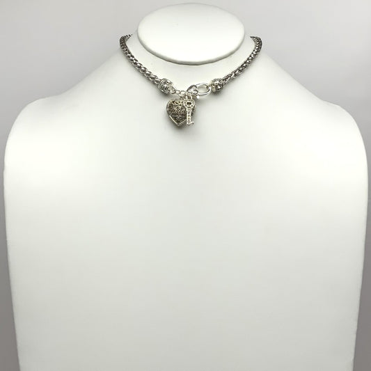 Heart Pendant Front Toggle Clasp Necklace