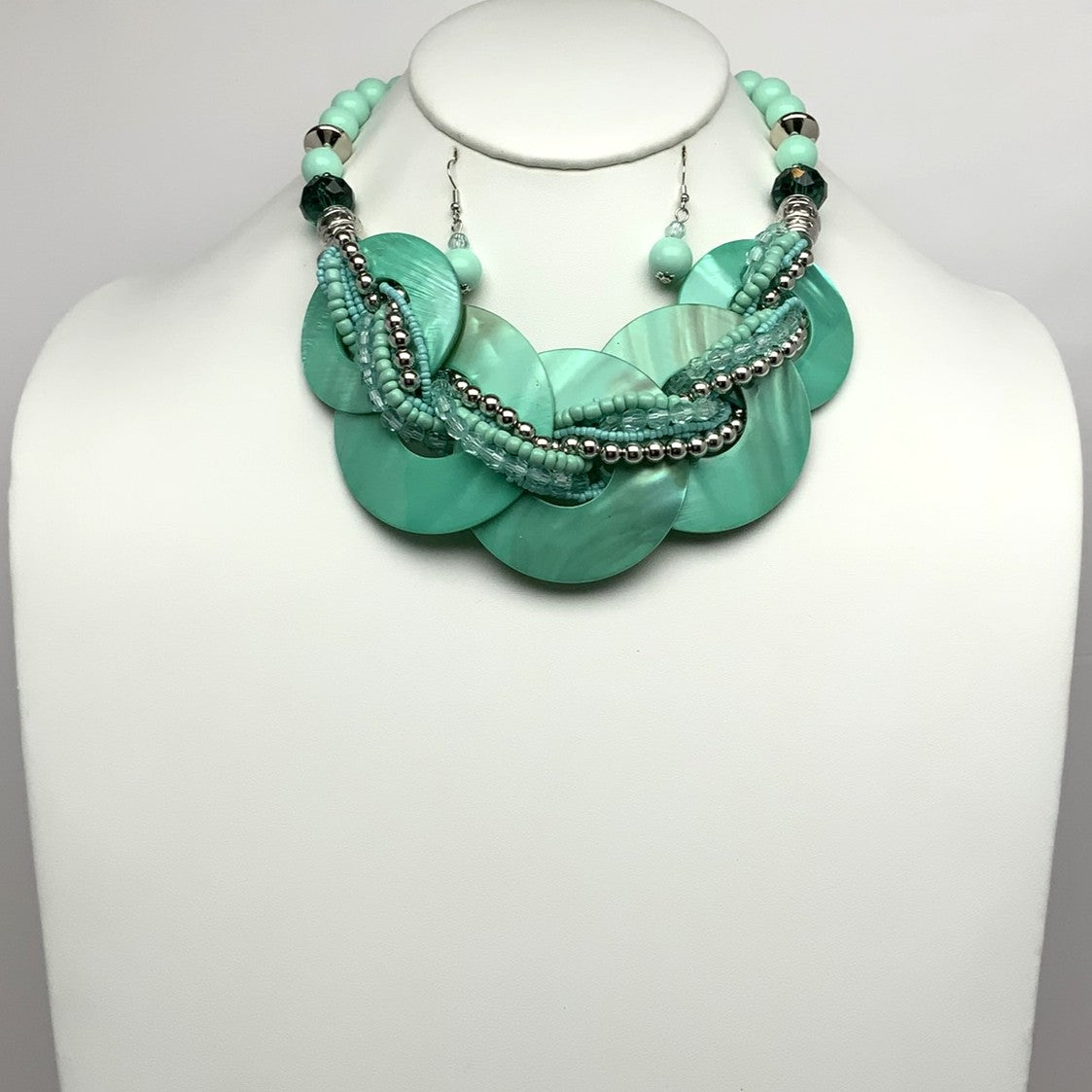 Bib Style Patriotic Beaded Lucite Necklace Set