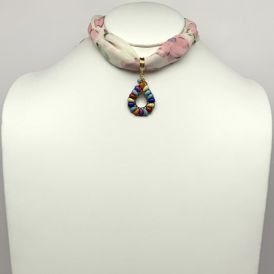 Mini Scarf w/Teardrop Stones Necklace