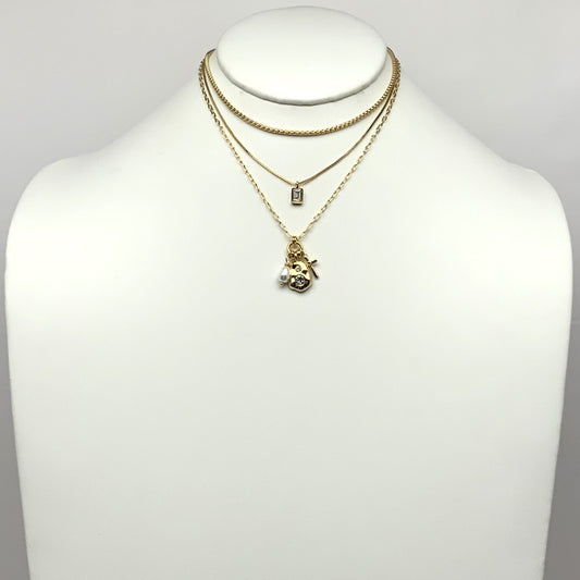 Layered Multi-Charm w/Cross Bracelet