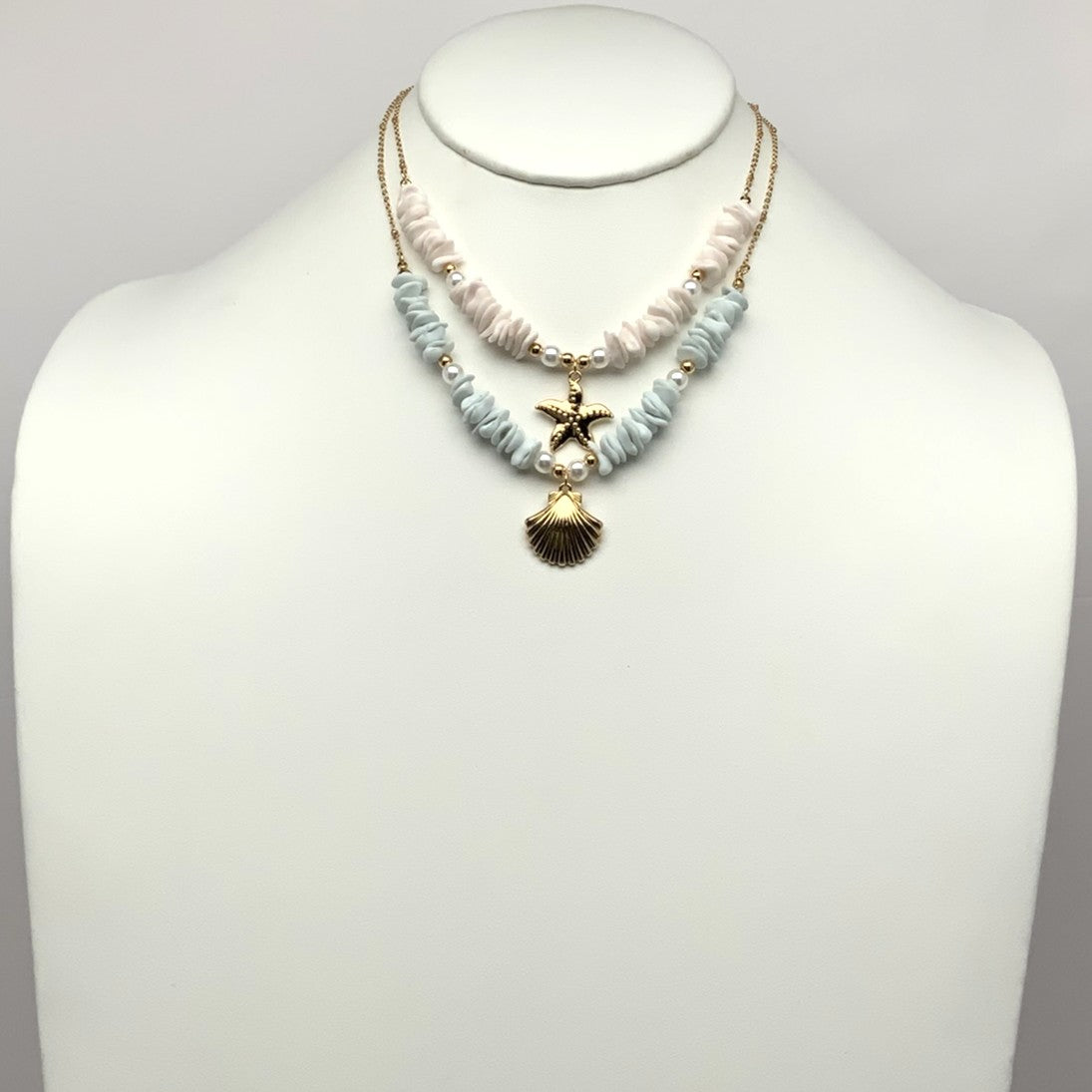 Beaded Seashell Layered Necklace