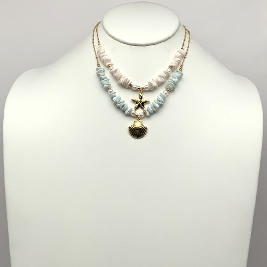 Beaded Seashell Layered Necklace