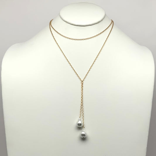 Y-Shape necklace w/Pearl Drop Necklace