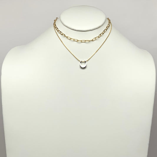 Layered Necklace "U" Shape Pendant Necklace