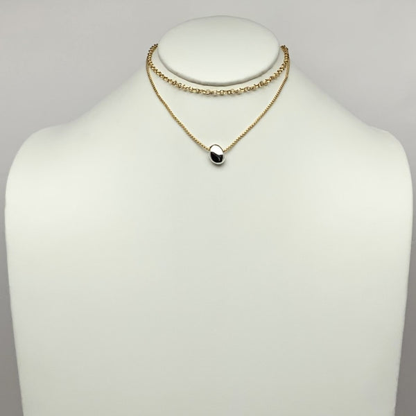 Layered Chain Textured Metal Pendant Necklace