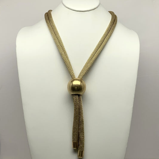 Long Mesh Metal Ball Tie Necklace