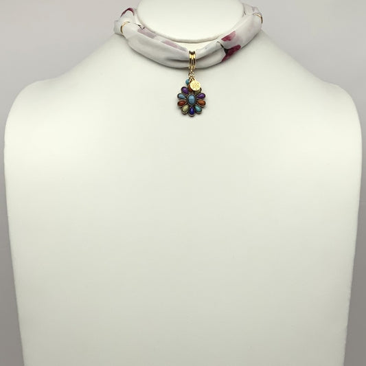 Flower Pendant Scarf Necklace