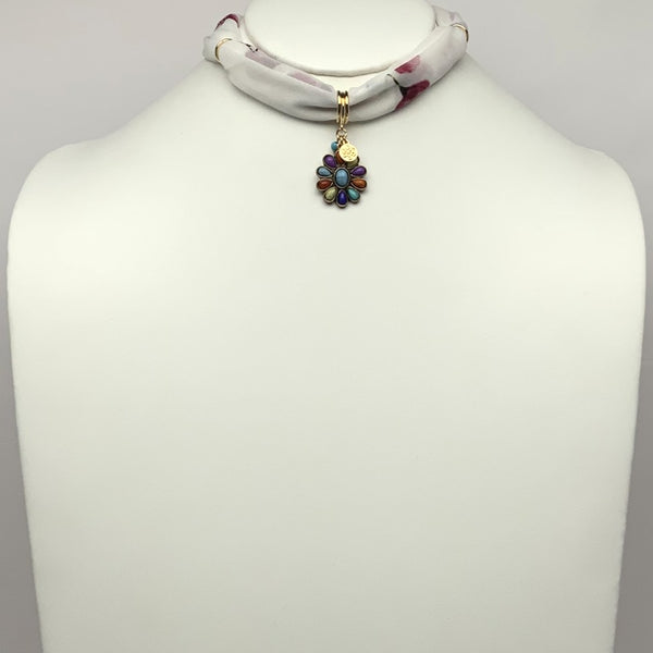 Flower Pendant Scarf Necklace