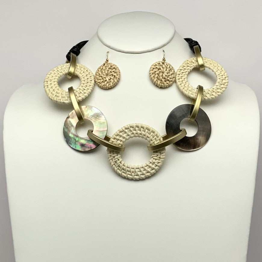 Woven Design Abalone Necklace