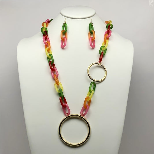 Chunky Acrylic Link Curb Chain Necklace