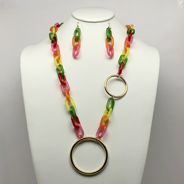 Chunky Acrylic Link Curb Chain Necklace