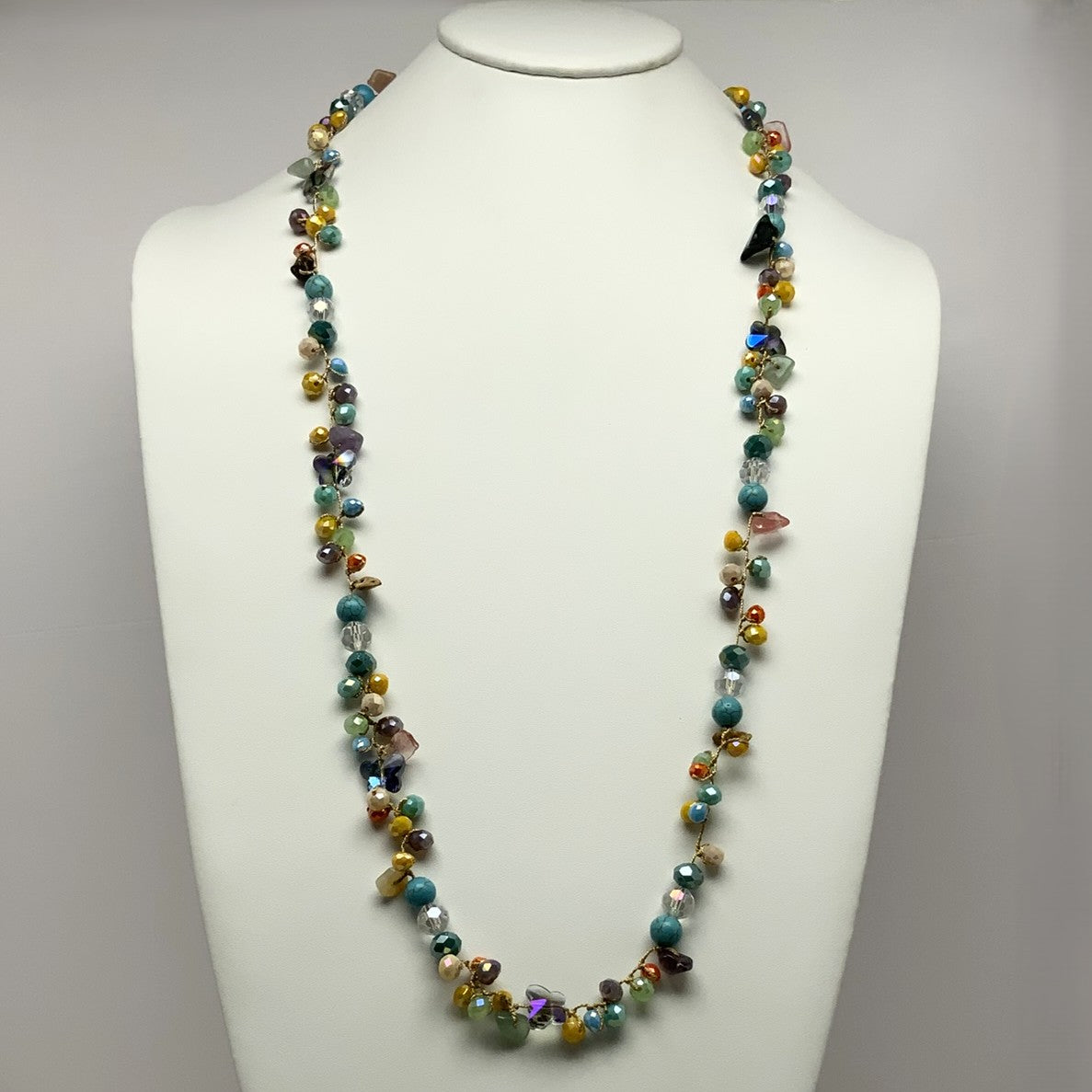 Adjustable Crystal Beaded Drop Necklace
