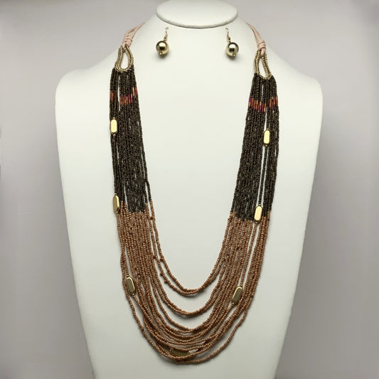 Long Layered Beaded Necklace