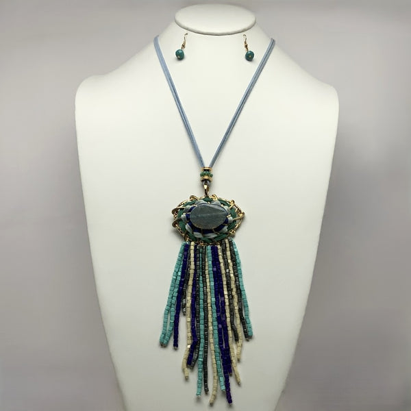 Boho Beaded Tassel Necklace