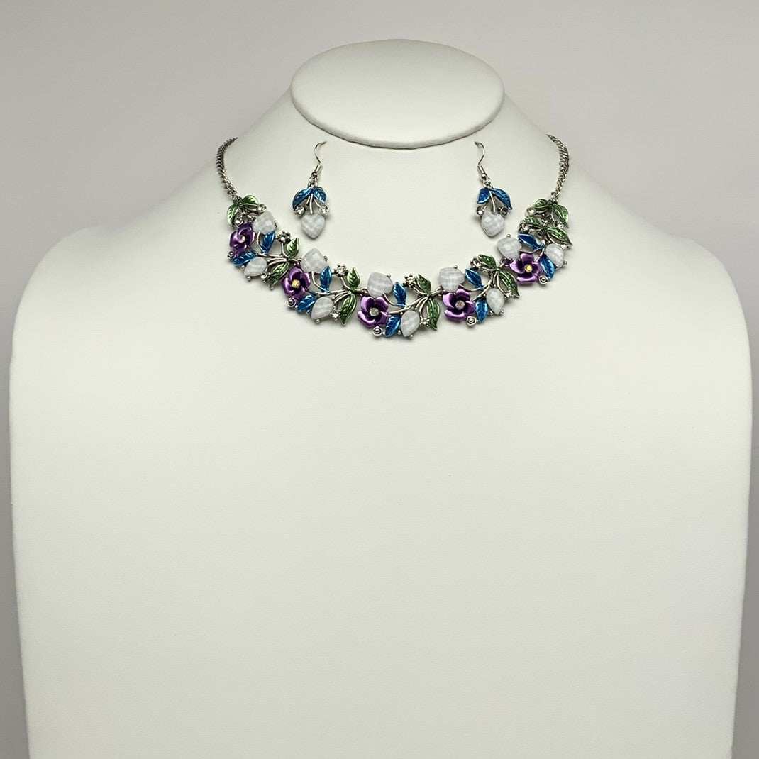 Flower Heart Mix Statement Necklace Set