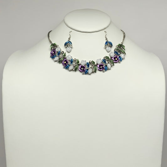 Flower Heart Mix Statement Necklace Set