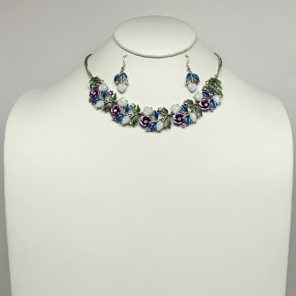 Flower Heart Mix Statement Necklace Set